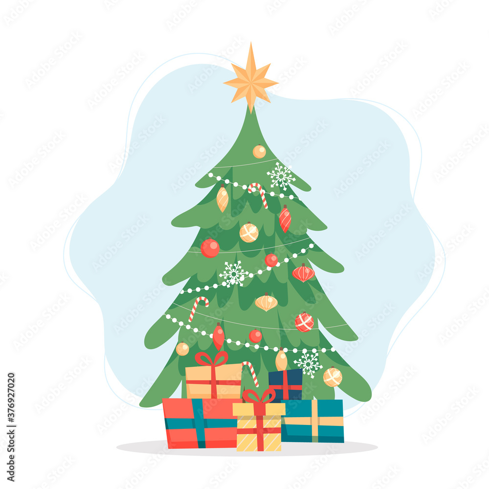 Christmas tree. Cute vector illustration in flat style Christmas tree. Cute vector illustration in flat style