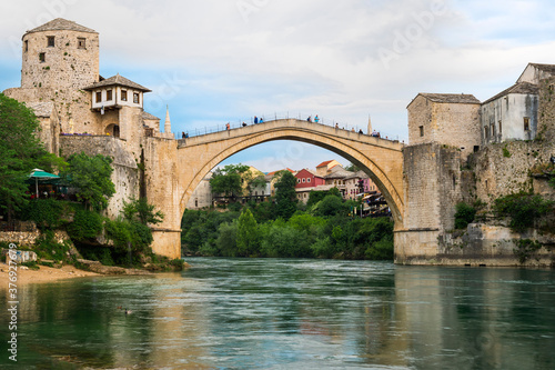 Mostar Bridge over Neretva river  Unesco World Heritage Site  Mostar  Bosnia and Herzegovina