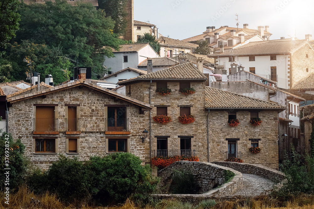 Traditional village house in Monreal , a village in Navarra Northern Spain. A village on the Camino de Santiago pligrim's route.