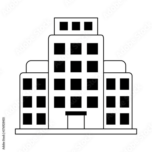 summer vacation travel, hotel building tourism, line icon style