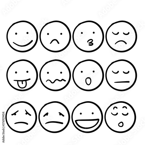 hand drawn doodle smiley emoticon illustration set cartoon