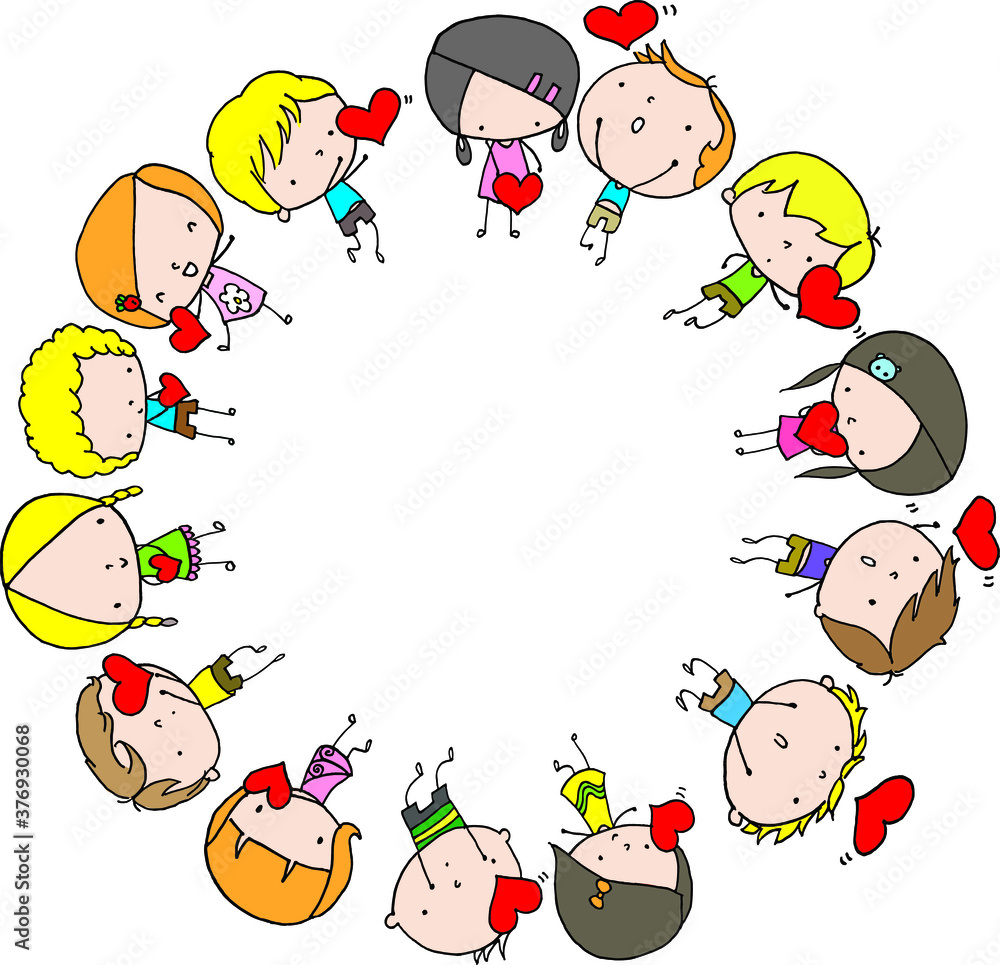 vector cartoon boys and girls background