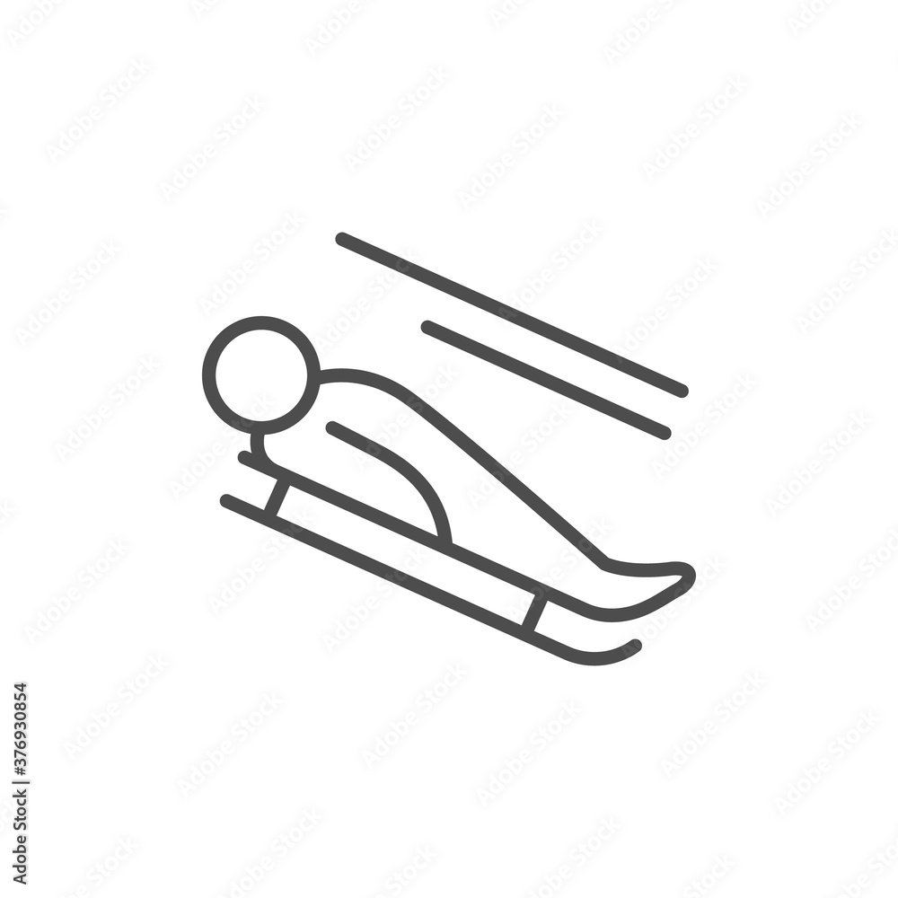 Luge line outline icon and winter sport sign Luge line outline icon and winter sport sign