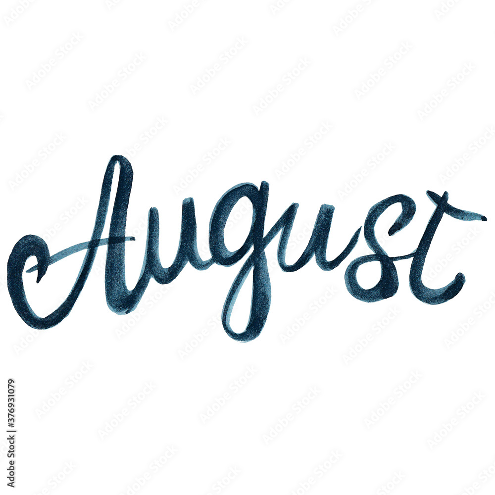 word may,march,august,april,january,june written in blue watercolor paint on white background,watercolor illustration word may,march,august,april,january,june written in blue watercolor paint on white background,watercolor illustration