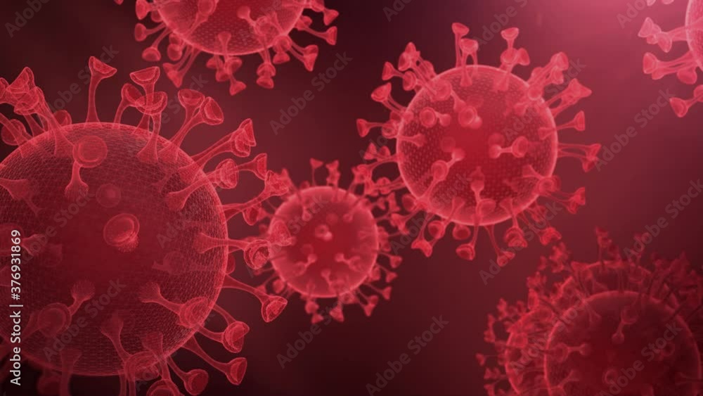 3D Animation of Virus Cell Rotating on Black. Virus Cell Causing Disease or Illness such as Influenza (Flu), Colds, Corona Virus (COVID-19), Gastroenteritis, Chickenpox or Measles. Red Render. 3D Animation of Virus Cell Rotating on Black. Virus Cell Causing Disease or Illness such as Influenza (Flu), Colds, Corona Virus (COVID-19), Gastroenteritis, Chickenpox or Measles. Red Render.