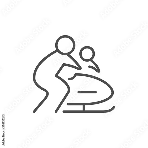 Bobsleigh or bobsled line outline icon
