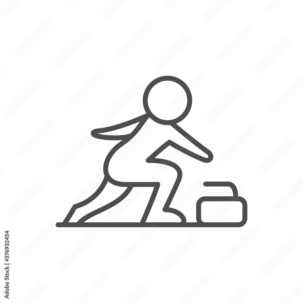 Curling line outline and winter sport sign Curling line outline and winter sport sign