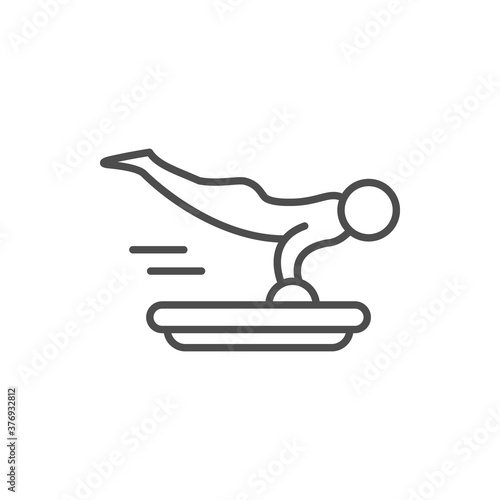 Skeleton line outline icon or luge sport