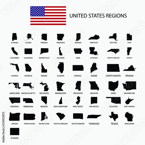 Map of regions in United States graphic element Illustration template designs 