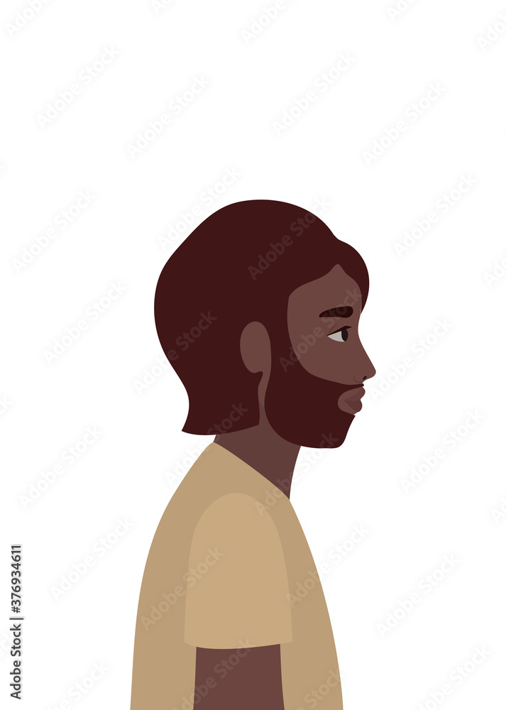 black man cartoon in side view vector design