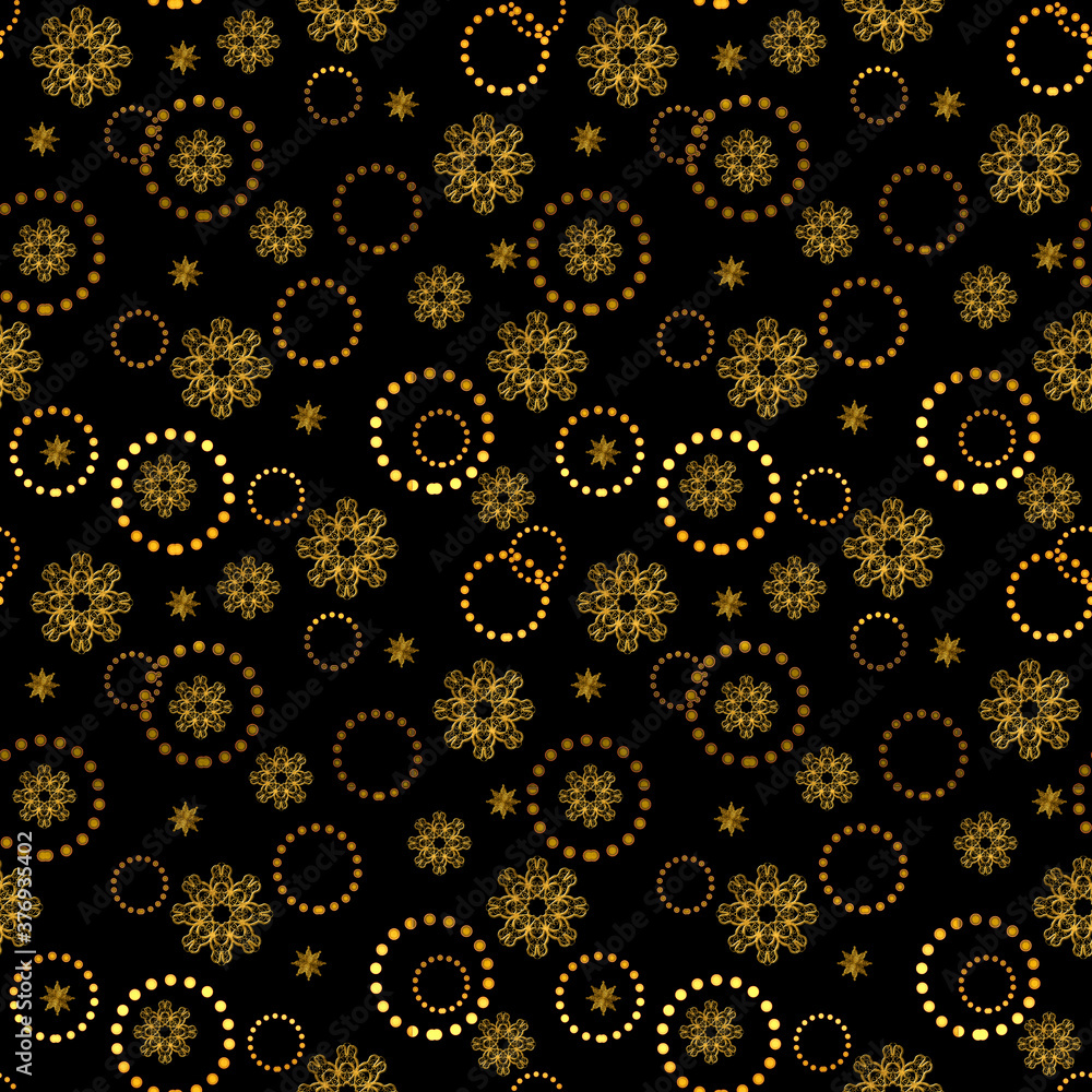 Seamless gold pattern on a black background