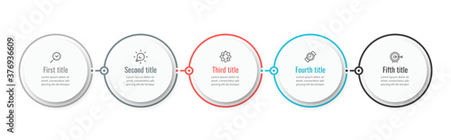 Vector Infographic design template with icons and 5 options or steps. Can be used for process diagram, presentations, workflow layout, banner, flow chart, info graph.