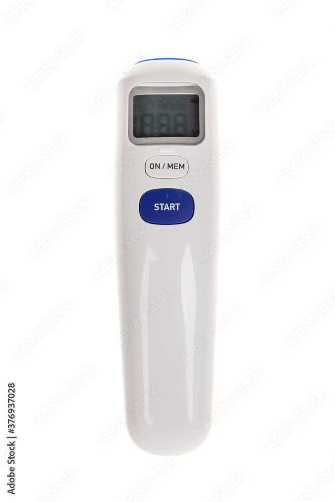 Electronic medical infrared thermometer, forehead, isolated on white Electronic medical infrared thermometer, forehead, isolated on white