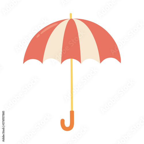 open striped umbrella protection weather isolated icon style
