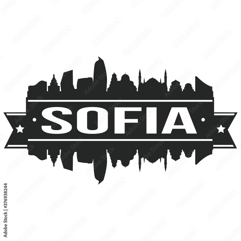 Sofia Bulgaria, Skyline Silhouette Design City Vector Art Landmark Logo.