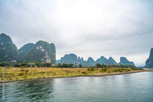 Mountains and water on the Li River in China
