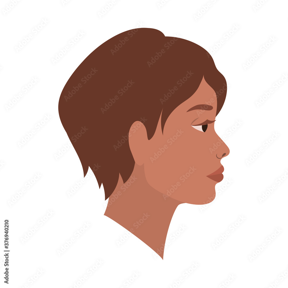 brown hair man cartoon in side view vector design