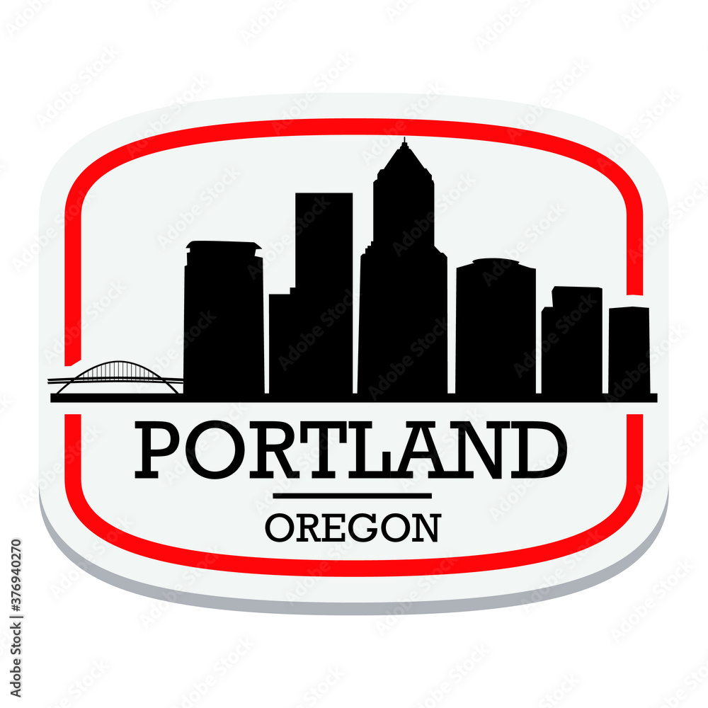 Portland Oregon Label Stamp Icon Skyline City Design Tourism.