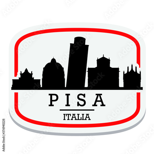 Pisa Italy Label Stamp Icon Skyline City Design Tourism Logo.