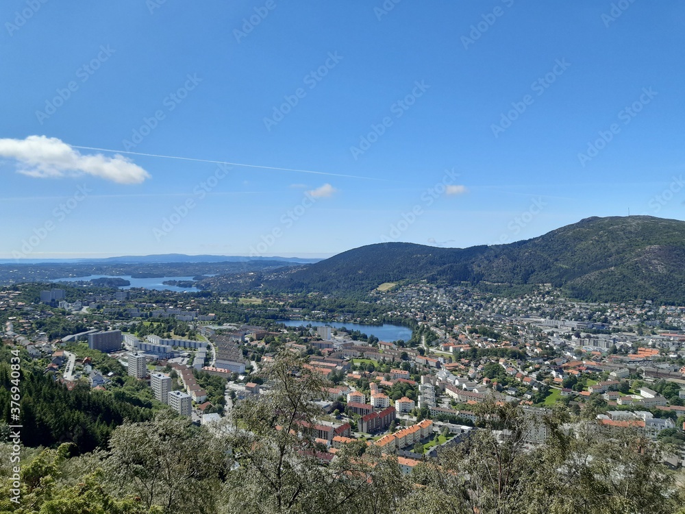 View of Bergen from the surrounding mountains