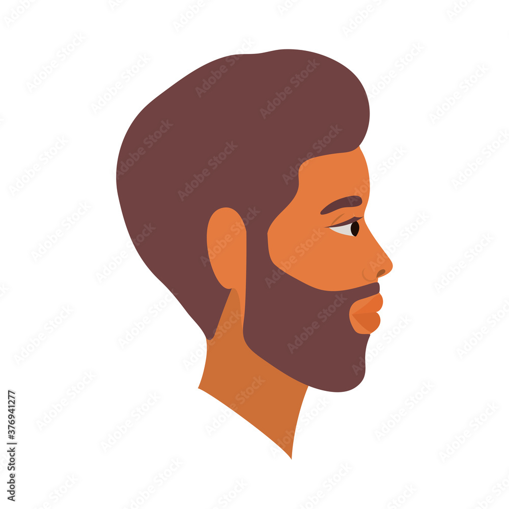 brown hair man cartoon with beard in side view vector design brown hair man cartoon with beard in side view vector design