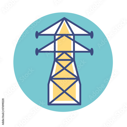Isolated pelectricity tower enviroment ecology nature cartoon- Vector