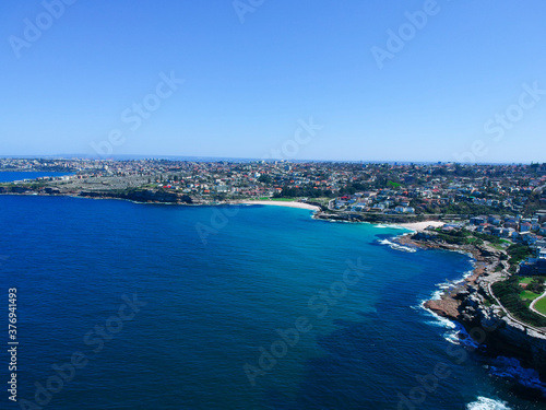 Panoramic Aerial Drone View Bondi Beach Sydney NSW Australia