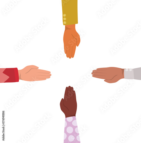 open hands of different types of skins vector design
