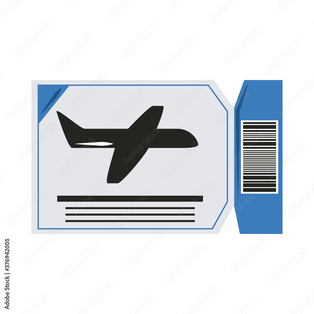 summer vacation travel, airline boarding pass ticket flat icon style