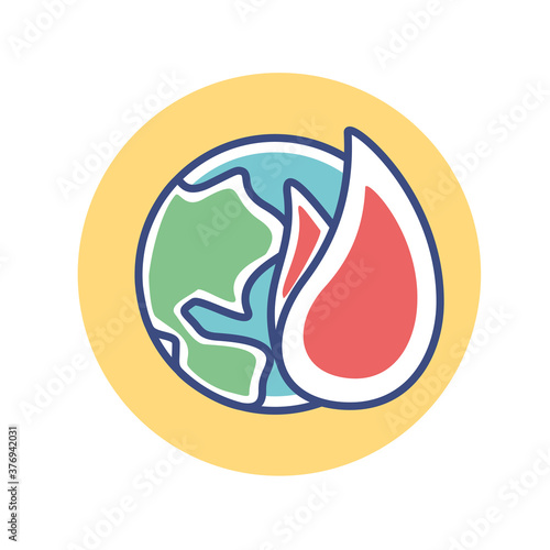 isolated world enviroment ecology nature cartoon- Vector