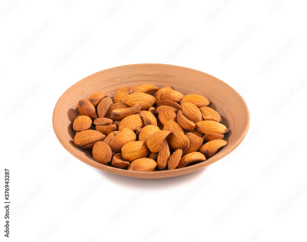 Almond in Bowl Isolated on White Background Almond in Bowl Isolated on White Background