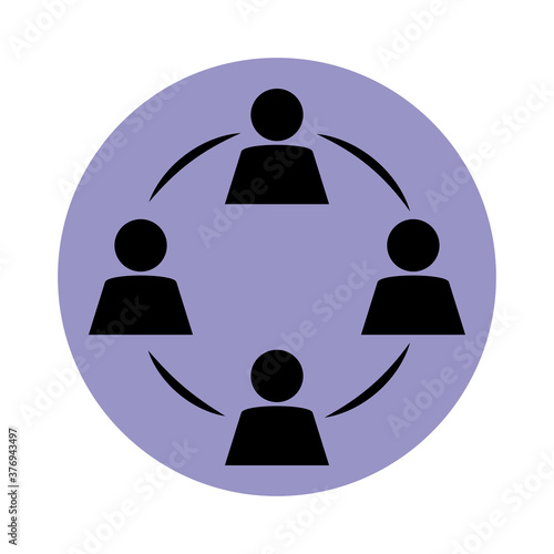 together, workgroup society pictogram, block silhouette icon