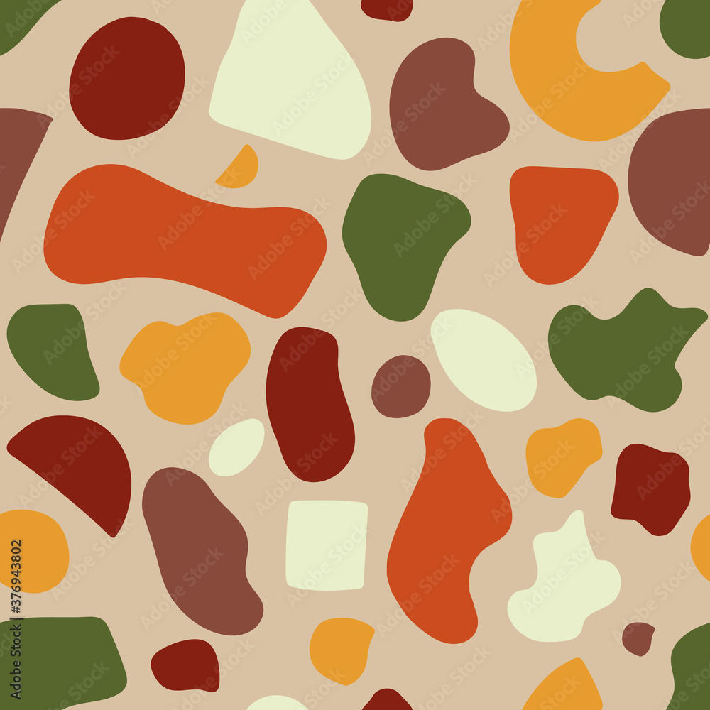 Abstract mid century modern seamless pattern. Vector retro background with abstract shapes Abstract mid century modern seamless pattern. Vector retro background with abstract shapes