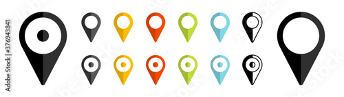 GPS location icons set. Map pointer. Vector isolated elements.