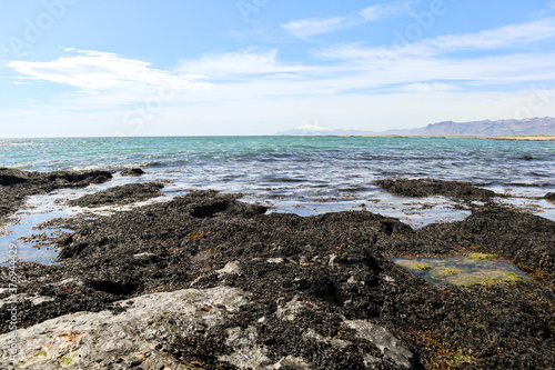 Icelandic beach, shot in Snæfellsnes. Saefell glacier in the distance. 