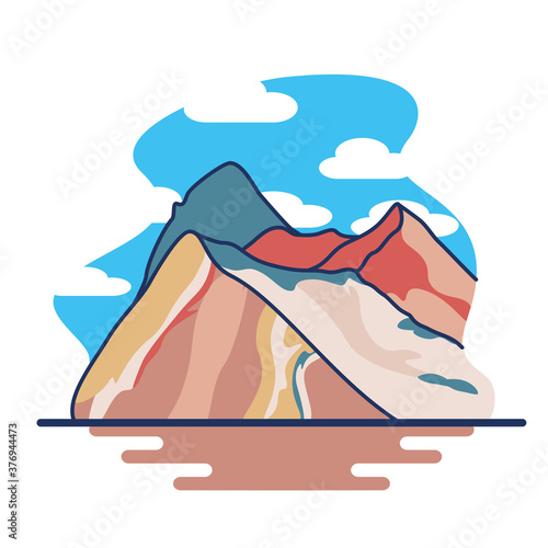 Isolated seven colors mountain Peru landscape travel icon- Vector