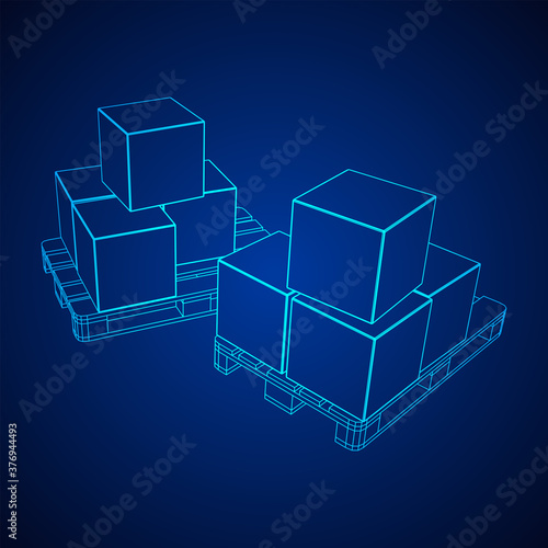 Cargo pallet for warehouse with boxes