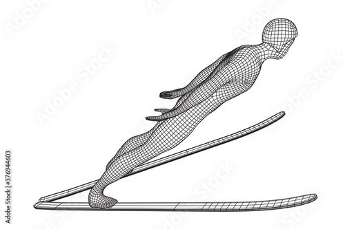 Ski jumper sportsman vector illustration.