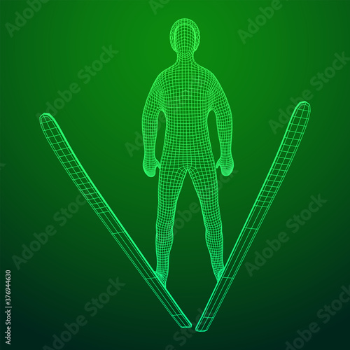 Ski jumper sportsman vector illustration.