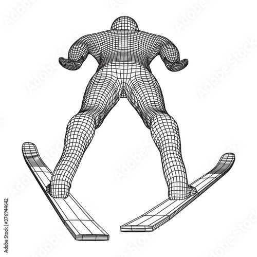 Ski jumper sportsman vector illustration.