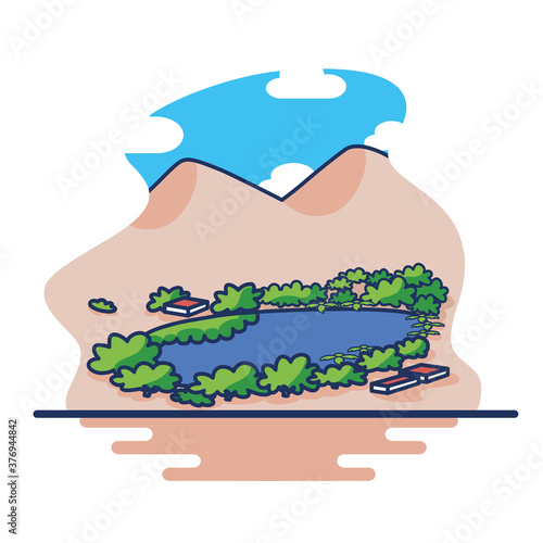 Isolated huacachina Peru landscape travel icon- Vector