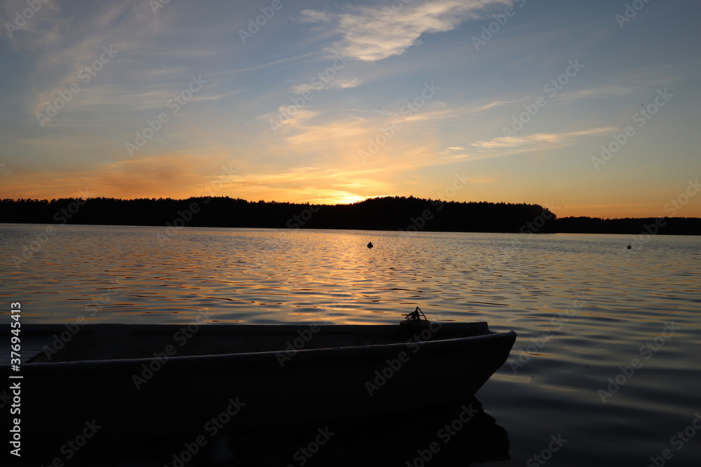 Beautiful sunset on the lake in Poland. Beautiful sunset on the lake in Poland.