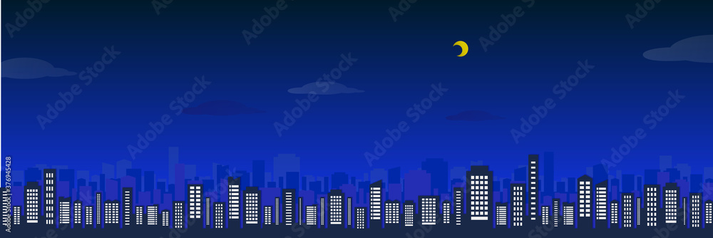 Fototapeta premium City night view set ビル群・都会の街並み（夜景） セット