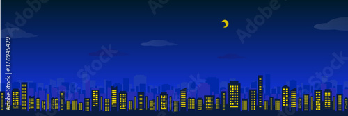 City night view set　ビル群・都会の街並み（夜景） セット