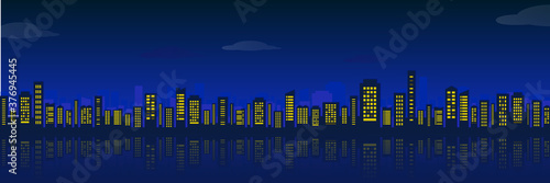 City night view set　ビル群・都会の街並み（夜景） セット