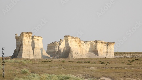 Chalk Formations at the Monument Rock National Natural Landmark in Kansas photo