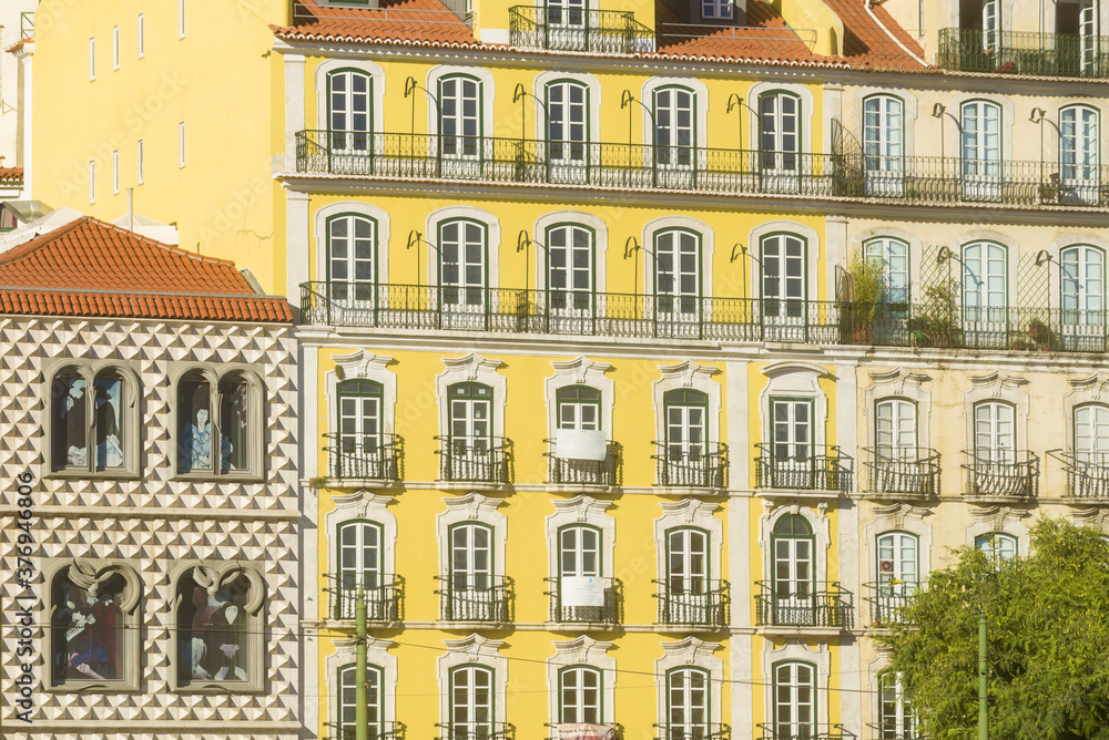 The Casa dos Bicos and houses in the Alfama district in Lisbon, Portugal