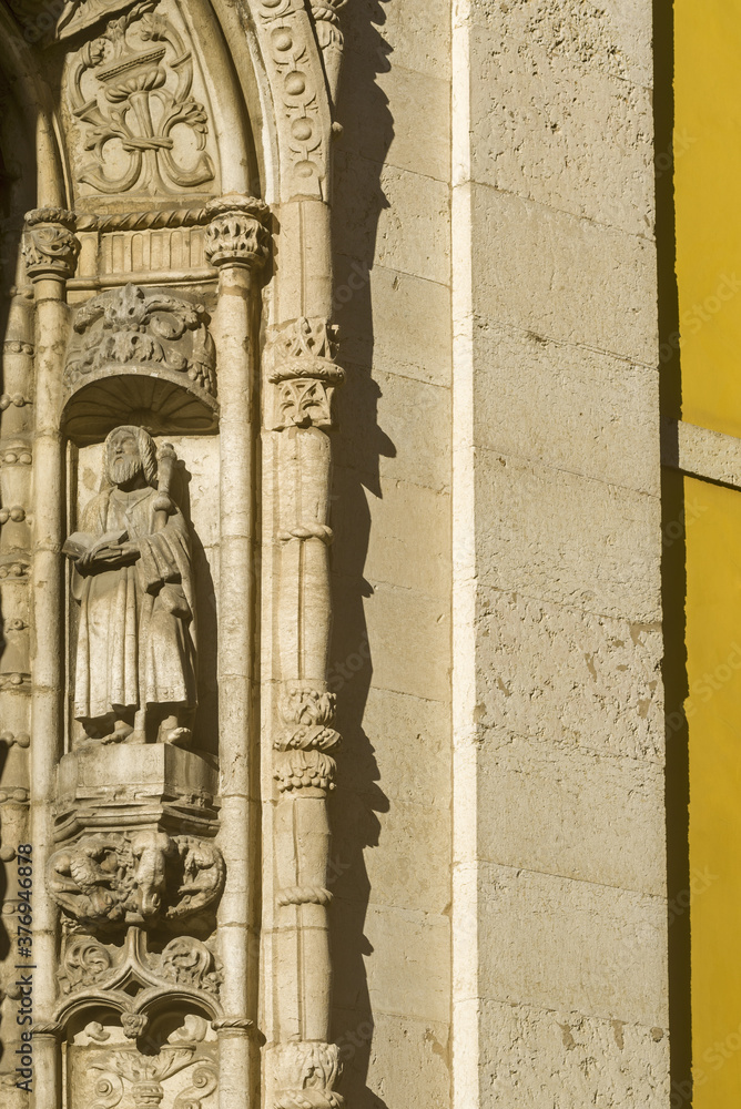 detail of The portico of old Church of Our Lady of the Conception in Lisbon, Portugal