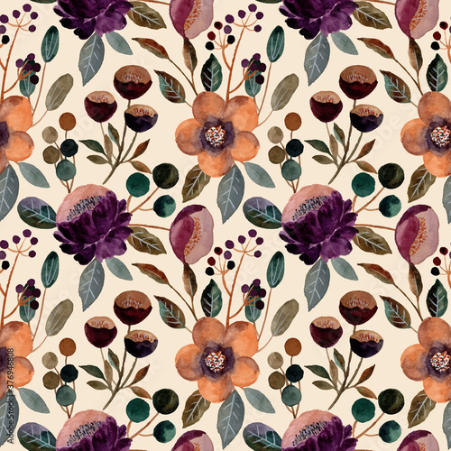 Watercolor floral seamless pattern