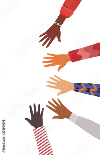 open hands of different types of skins vector design